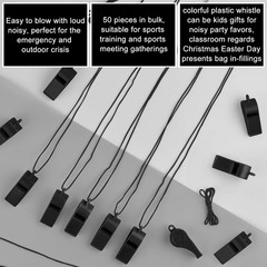 50 Pieces Plastic Whistles with Lanyard Loud Crisp Sound Whistles Bulk for Sc…