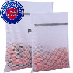 Kimmama Laundry Mesh Wash Bags, Lingerie Bags 1L(16×20″)+1M(12×16″), White
