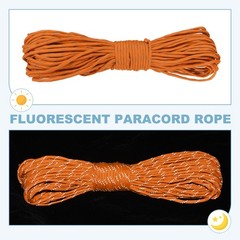 Reflective Fluorescent Paracord Rope 4mm 98 ft for Camping (Orange)