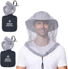 2 Pack Mosquito Head Net Mesh Hiking & Outdoors,Bug Face Netting over Hat Adults