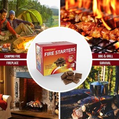 64 Safe Fire Starter Blocks – Easy, Odorless Fire Ignition for Fireplace & Grill