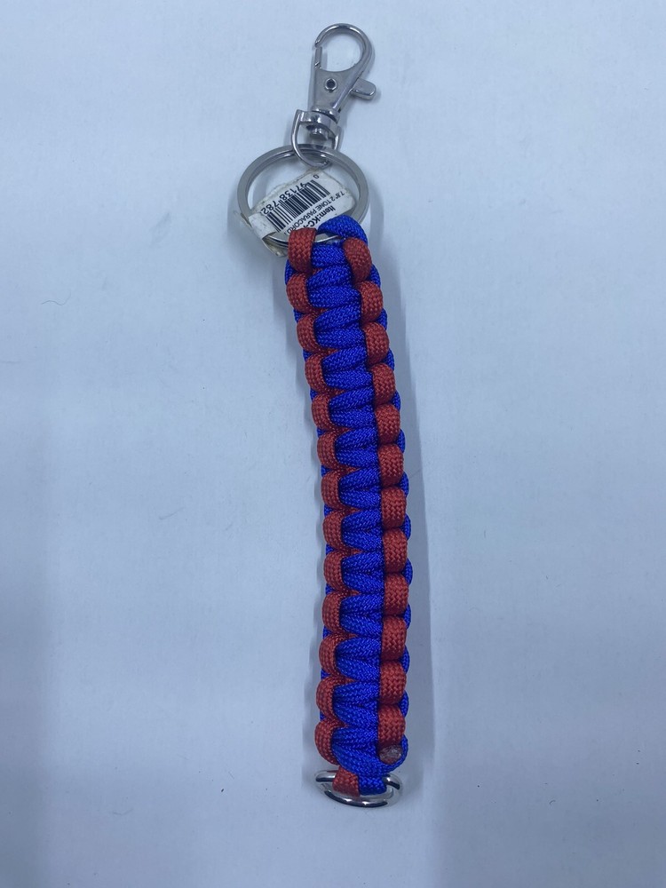 ONE (1) Paracord KEYCHAIN KEY FOB RED BLUE
