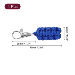 4pcs Paracord Zipper Pulls Paracord Lanyard Keychain for Backpacks Deep Blue