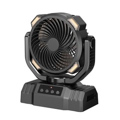 Camping Fan with Rechargeable Battery and LED Light Perfect for Outdoor Use