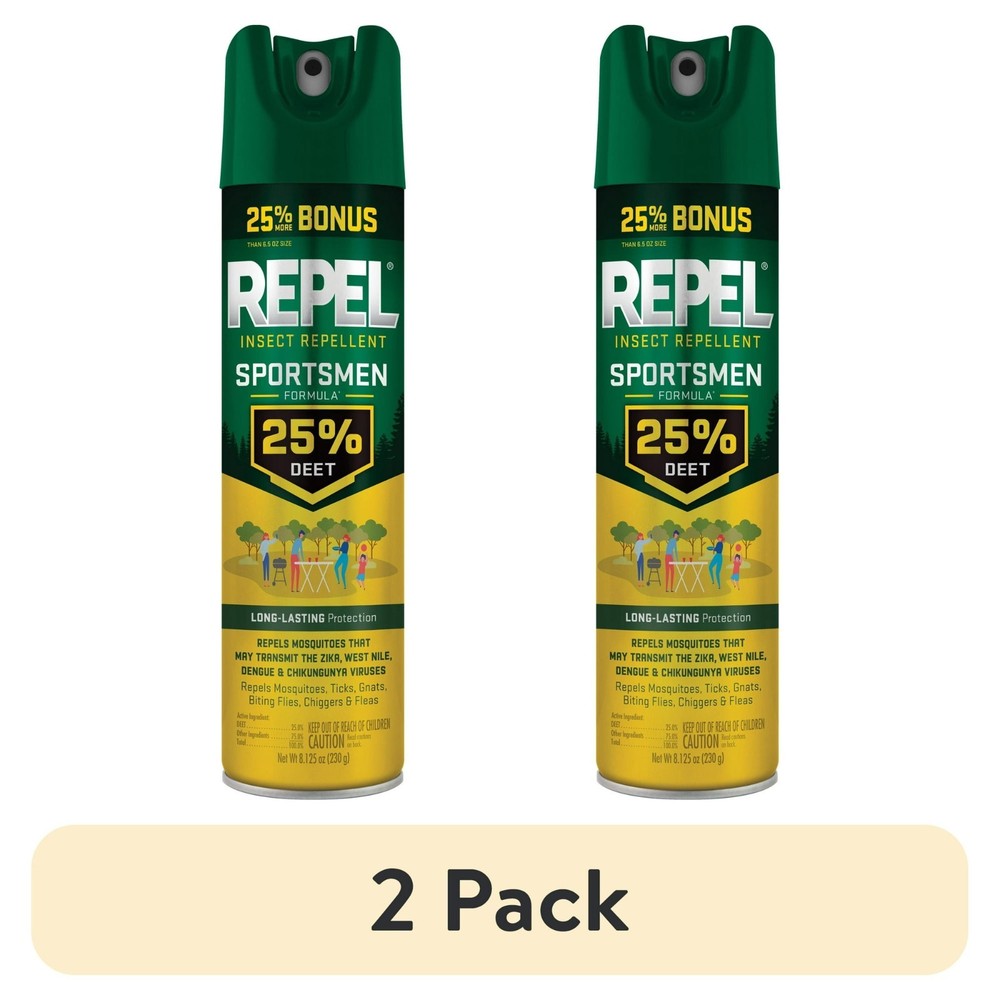 (2 pack) Repel Insect Repellent Sportsmen Formula 25% DEET, Bonus Aerosol, 8.125