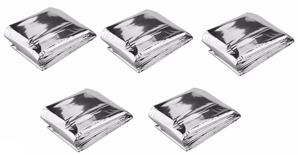 (5) Emergency Mylar Thermal Blankets Space Hiking Survival Disaster First Aid