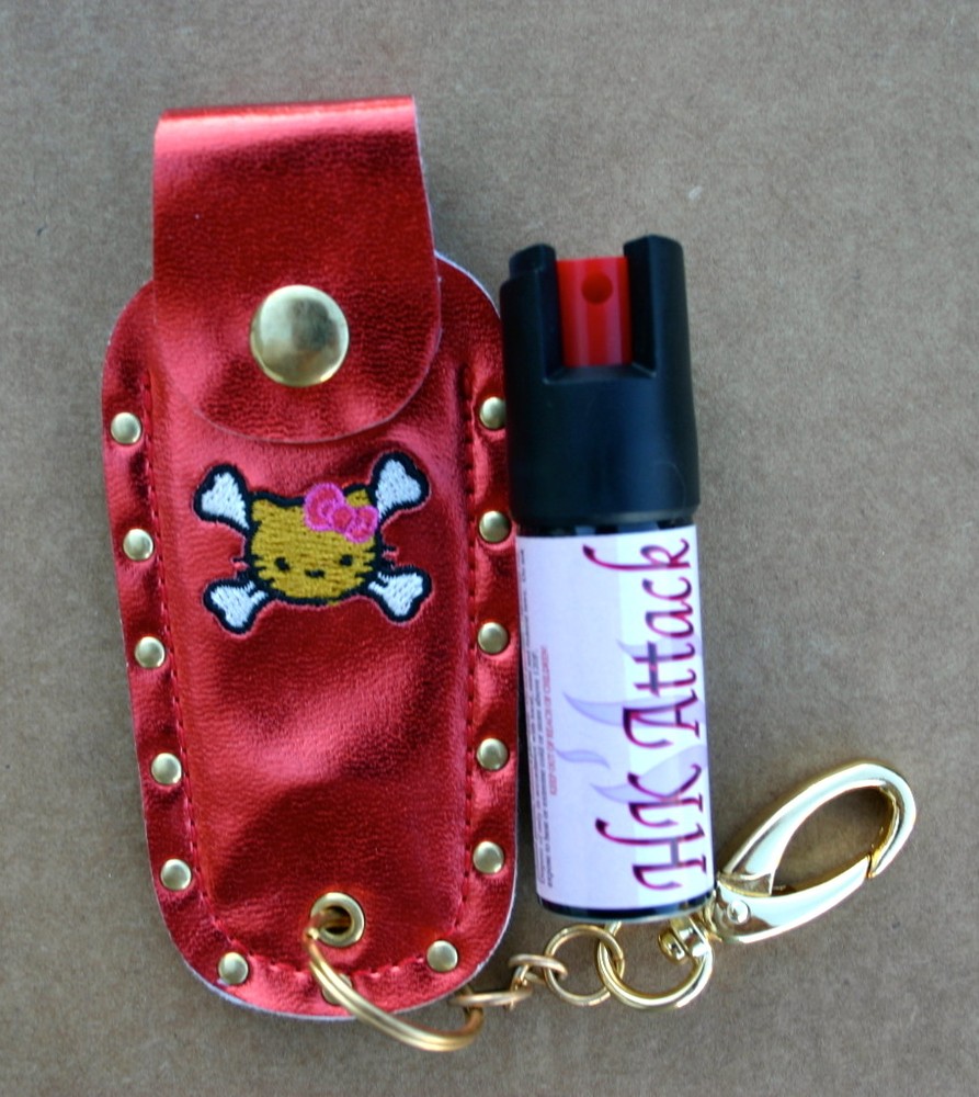 Hello Kitty pepper spray 1/2oz red holster nail safe keychain defense security