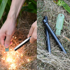 2PCS Upgrade Ferro Rod Flint Fire Starter, 1/2 Inch X 5 Inch Thick Fire Steel Ro