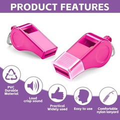 Whistle for Coaches – Pink Plastic Whistles, with Lanyard and Mouthpiece –
