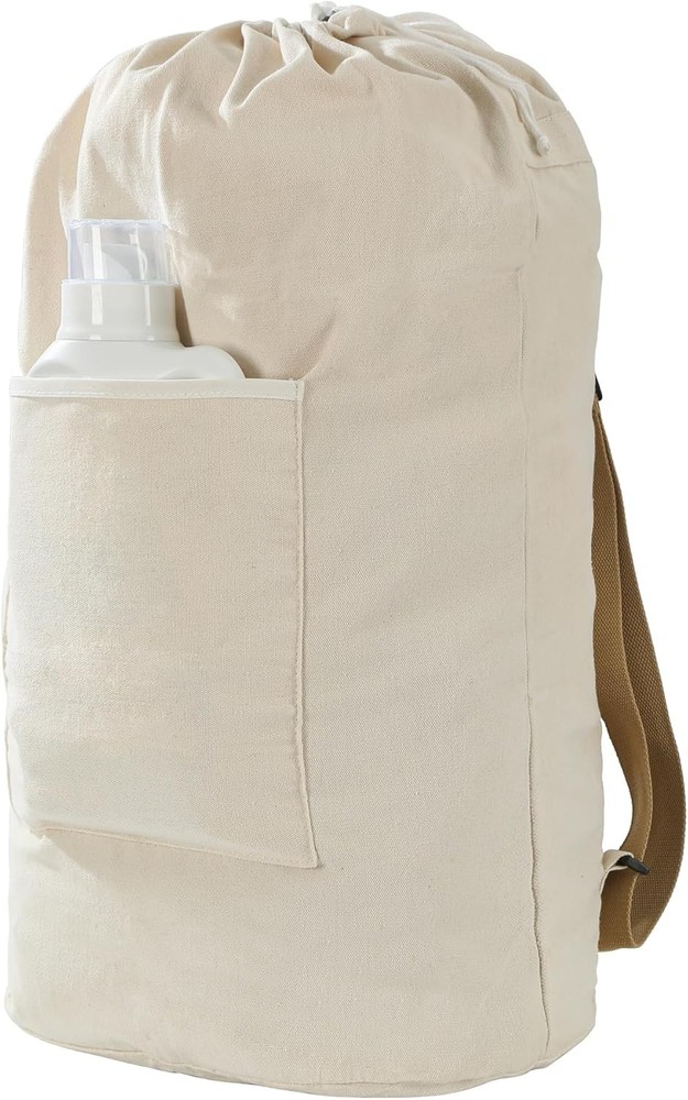 Canvas Laundry bag, Washable backpack, Adjustable XX-Large, BEIGE