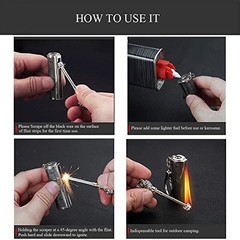 Permanent Match Keychain Lighter, Flint Matchstick Fire Starter Lighter,