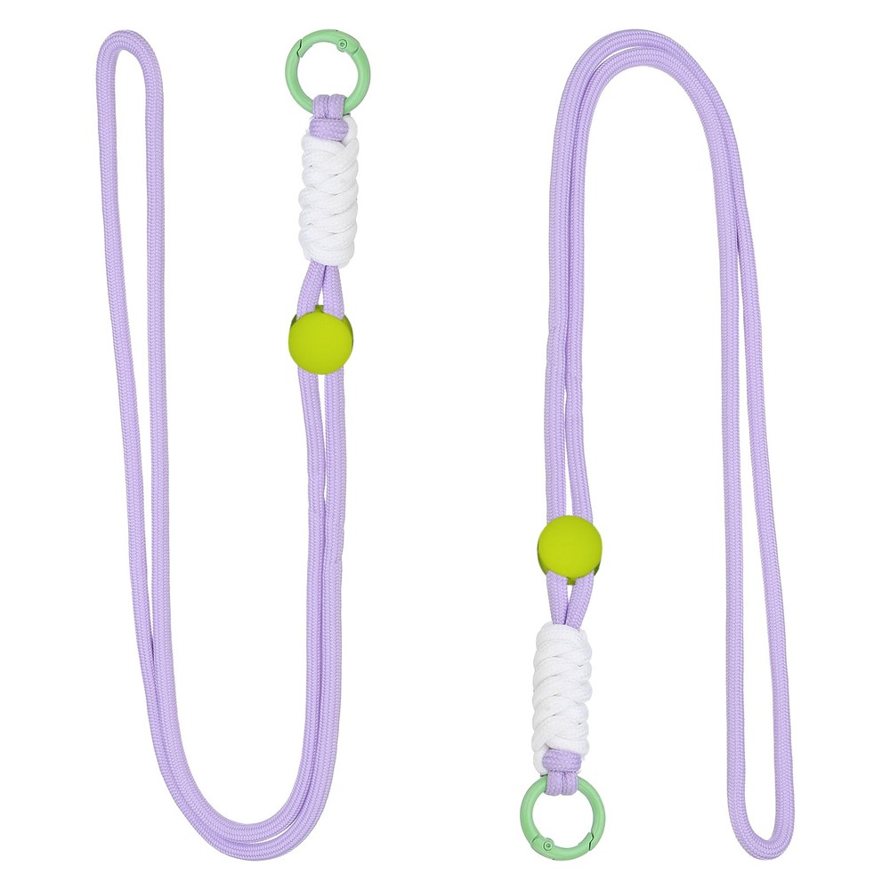 2 Pcs Paracord Lanyard Necklace, Split Ring, Light Purple & White & Green