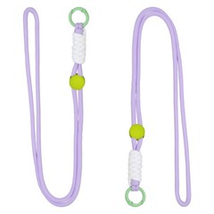 2 Pcs Paracord Lanyard Necklace, Split Ring, Light Purple & White & Green