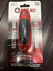 Fox 40 Electronic 3 Tone Whistle with Wrist Lanyard & 9V Battery – Red/Black NEW