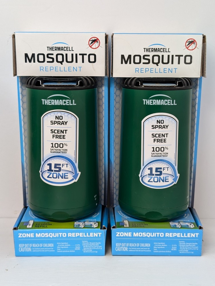 2 Thermacell Patio Shield Mosquito Repellers, 2 Fuel Cartridge, 6 Repellent Mats
