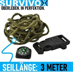 SURVIVOX Survival Bracelet Compass Whistle Fire Starter Outdoor Paracord 5in1