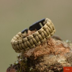 Paracord Bracelet/Survival Bracelet Side Release Buckle Khaki L 7″(ID 193)