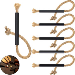 6 Pieces Jute Tinder Tube Waterproof Wax Wick Fire Starter Accessory with Alumin