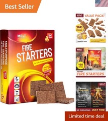 160 Eco-Friendly Fire Starter Squares – Water Resistant for Reliable Lighting
