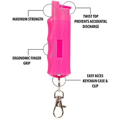 3 PACK Burn pepper spray .5oz Hot Pink Twist Top Keychain Self Defense