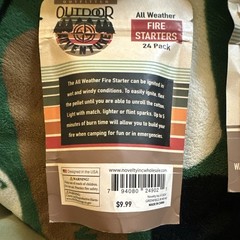 Outfitter Outdoor Adventure All Weather Fire Starters 24 Pack 5+ Min Burn