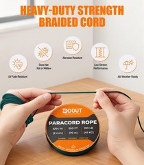 2mm Paracord 100lb, Thin Micro Paracord Rope, DKGreen 250FT Nylon Cord for Cr…
