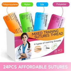 Sutures Thread with Needle (24 Mixed 2/0, 3/0, 4/0, 5/0) – Practicing…