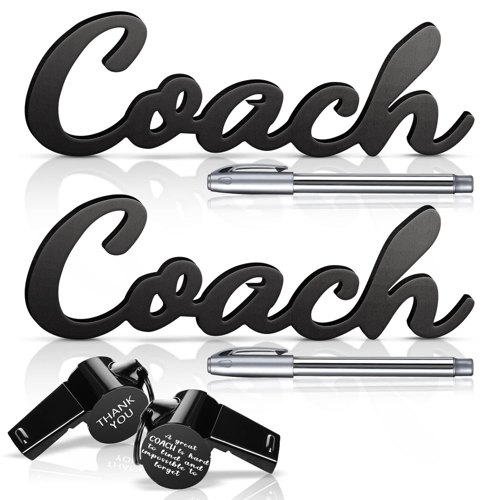 Maitys 6 Pcs 2026 Coach Gifts Football Coach Wood Sign, Thank You Stainless S…