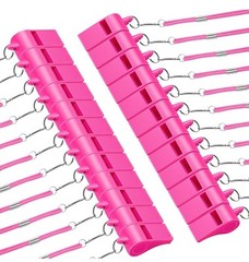 24PCS Plastic Sports Whistles Coaches Whistle with Loud Crisp, Whistle with Lany