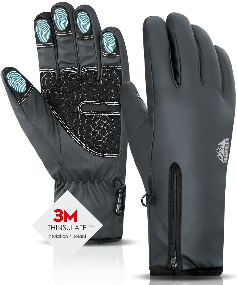 Bruvoalon Y322 Winter Gloves for Men & Women, -15℉ Touchscreen Medium, Gray