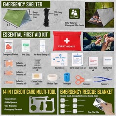 Survival Kit, 268 Pcs Emergency Gear and Equipment Supplies Black