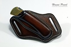 Custom Cross Draw Leather Sheath for Buck 110 Folding Hunter