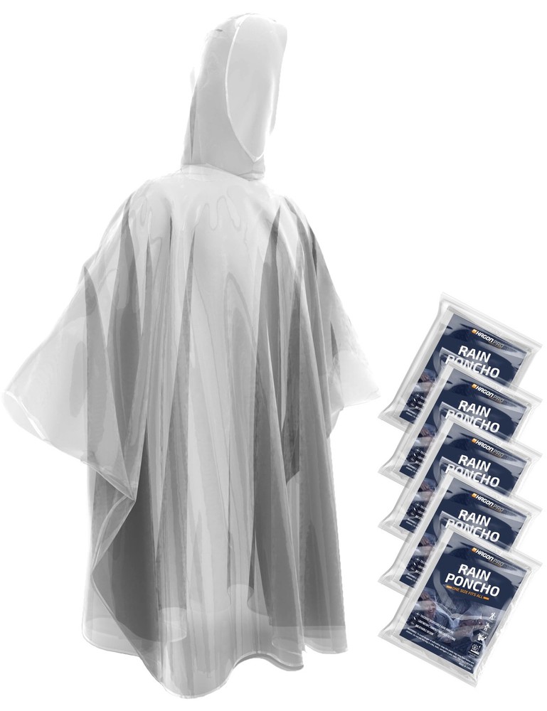 Disposable Rain Ponchos for Adults 5 Pack – Waterproof Emergency Gear