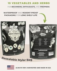 Tactiko Vegetable Seed Kit | 15 Varieties for Small Urban Garden | Non-GMO