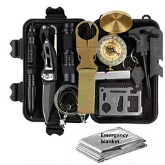 12 in 1 Outdoor Emergency Survival Equipment Mountaineering Camping Toolbox Port
