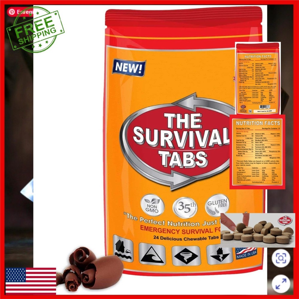 Emergency Food Supply – Survival Tabs 2-Day Ration, Gluten Free, Chocolate
