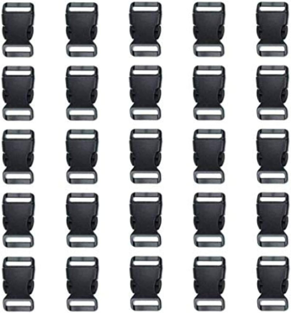 3/4 Inch, 25 Pack Black Plastic Side Release Buckle for Paracord Bracelets (3/4″