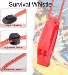 4Pcs Emergency Whistles, Loud Shrill Safety Whistle with Reflective Lanyard for