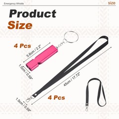 Emergency Whistle, 4 Pcs & Rose Red – Fitting for (Outdoor Camping/Hiking)
