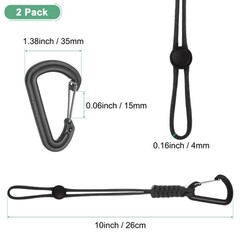 2-Pack Paracord Keychains with Clips 10 Inch [Black]