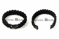 2: Lot of TWO 8″ Paracord Bracelet Extends to 7 Feet Emergency Survival Rope BLK
