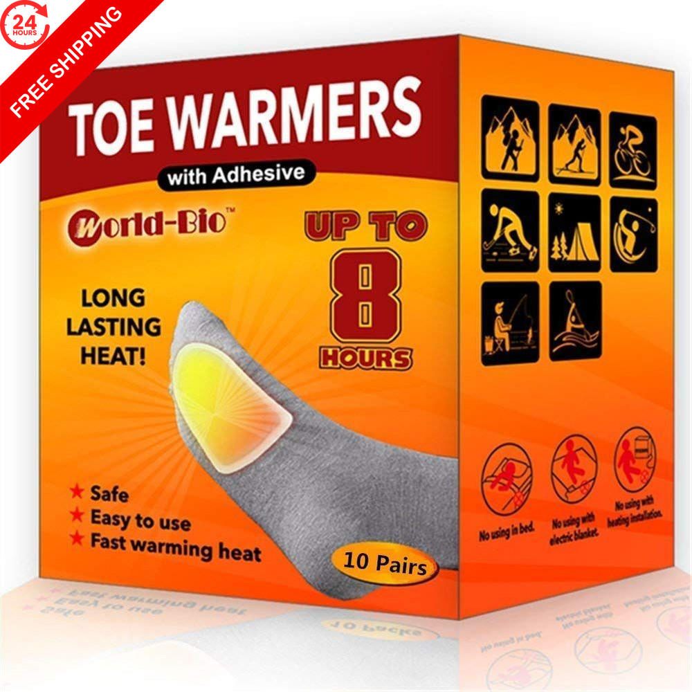 WORLD-BIO Toe Warmers with Adheasive – Long Lasting Safe 7 x 9.5 cm, white