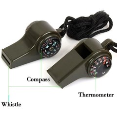 2 Pack Safety Whistle 3-In-1 Compass Thermometer Survival Gear Kit with Lanyard
