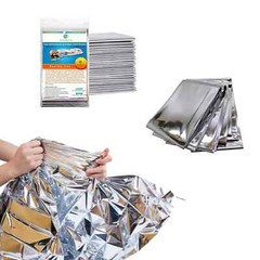 5 PACK – XXL 84″ x 64″ – Emergency Blanket Mylar Survival Reflective Foil Heat