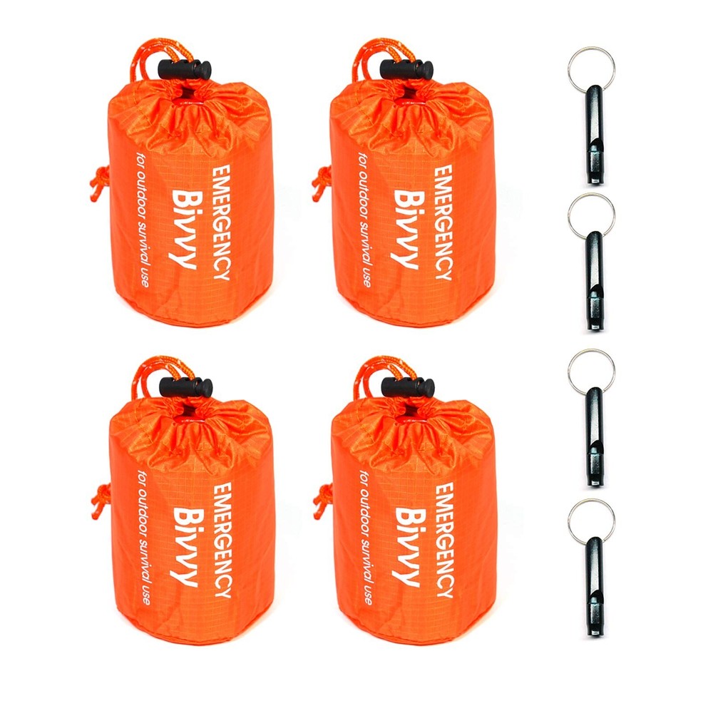 GOGOOD 4 Pack Emergency Bag Survival Bivvy Sack with Whistles, Lightweight Po…