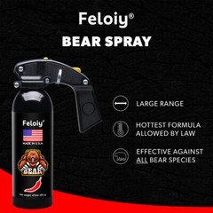Feloiy 16oz Bear Repellent Spray Deterrent 35ft W/ 1 Pack Free Peper Spray 1/2oz
