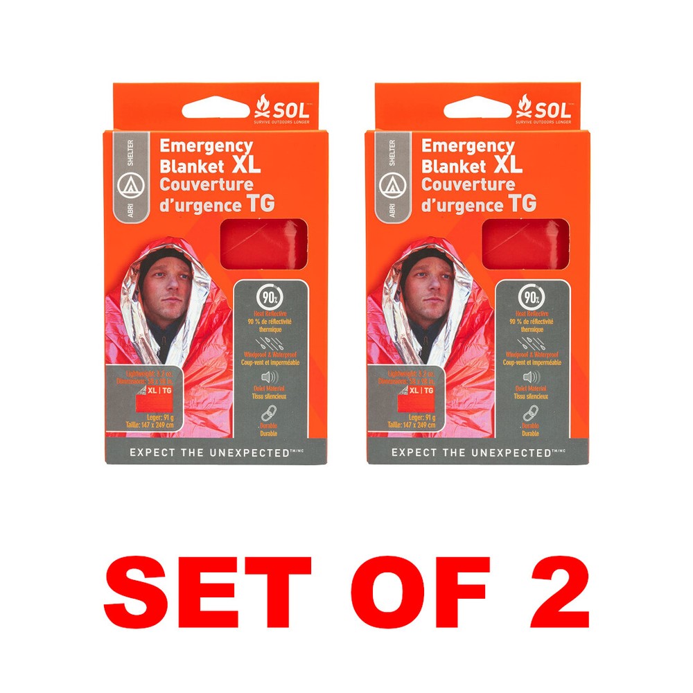 SOL 0140-1701 Heat Sheet Survival Blanket (Fits Up To Two People) – 2 PACK