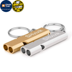 SHvivik Emergency Whistle, 2PCS Premium Safety Survival Whistles Silver/Gold