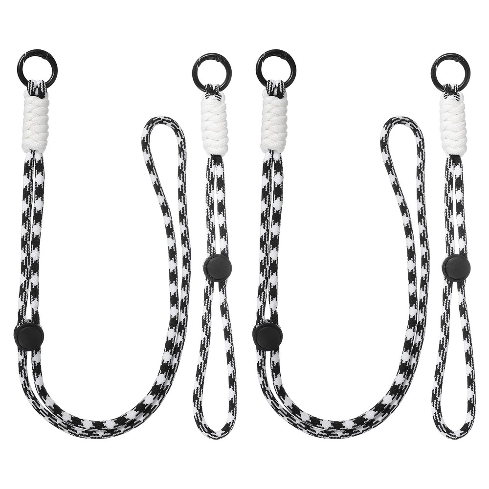 2Set Heavy Duty Paracord Keychain Lanyard for Keys , Black White/Black/White