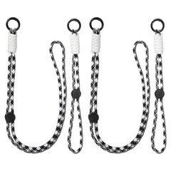 2Set Heavy Duty Paracord Keychain Lanyard for Keys , Black White/Black/White